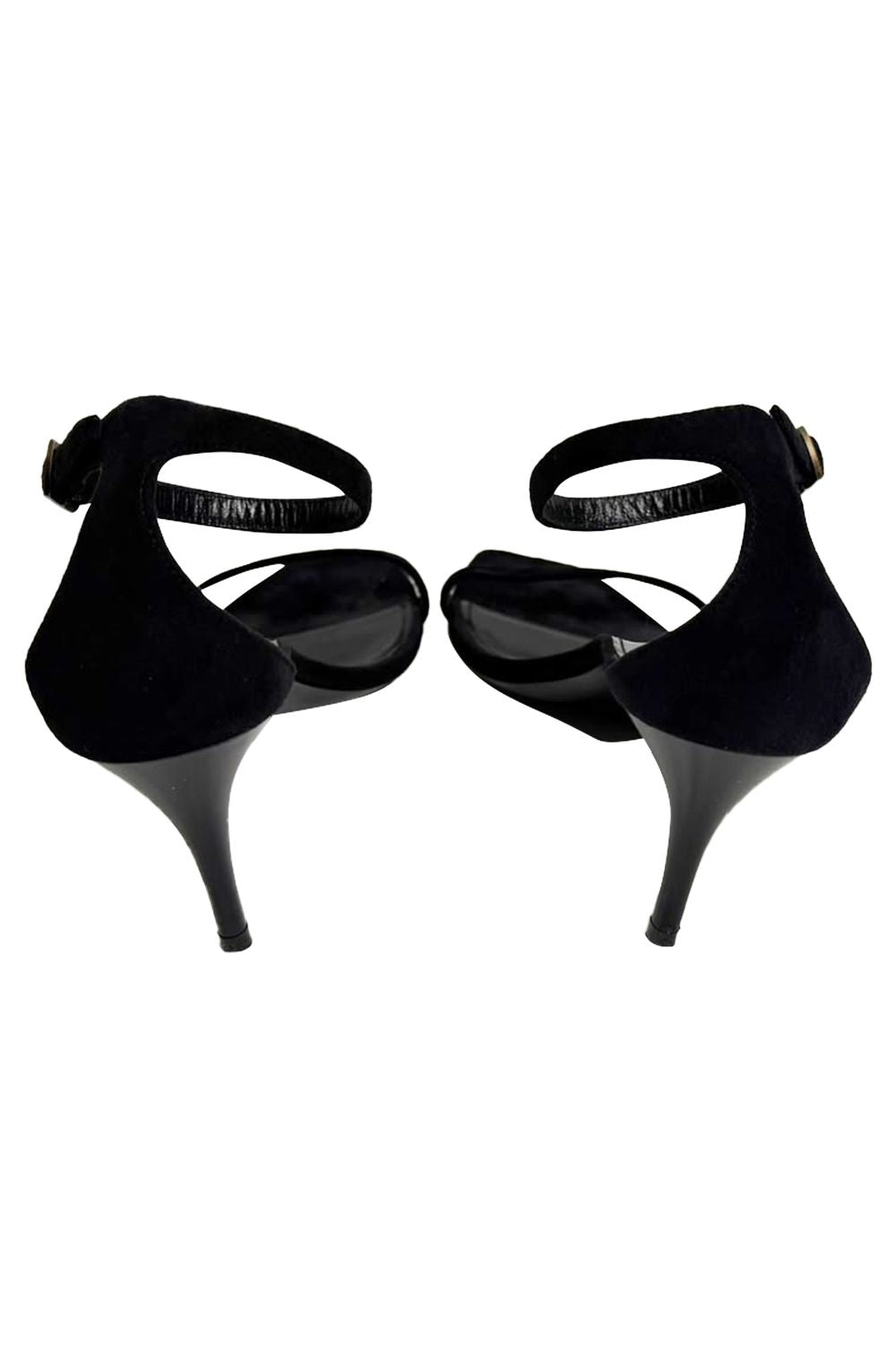  Saint Laurent Lexi 65 Ankle Strap Sandal Heels in Black Suede