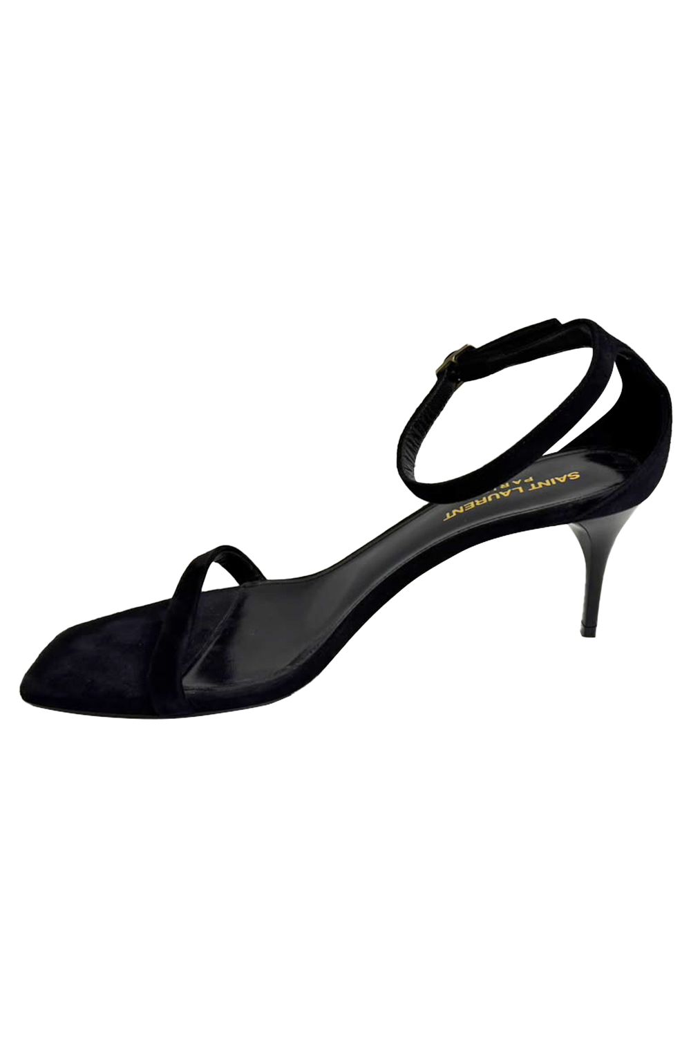  Saint Laurent Lexi 65 Ankle Strap Sandal Heels in Black Suede