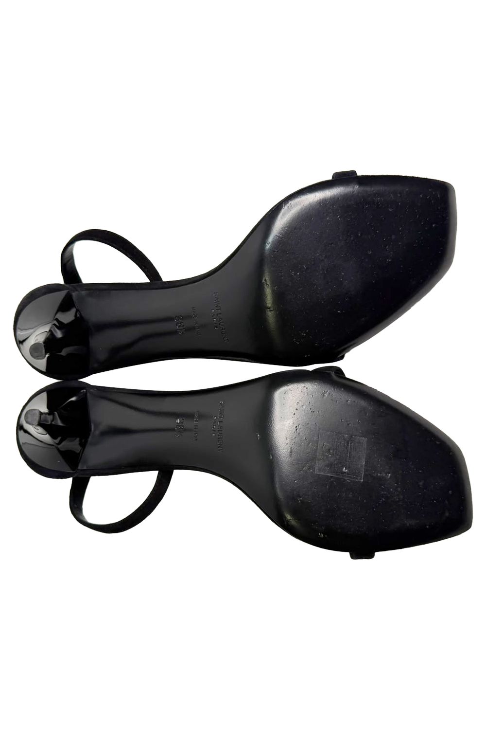  Saint Laurent Lexi 65 Ankle Strap Sandal Heels in Black Suede