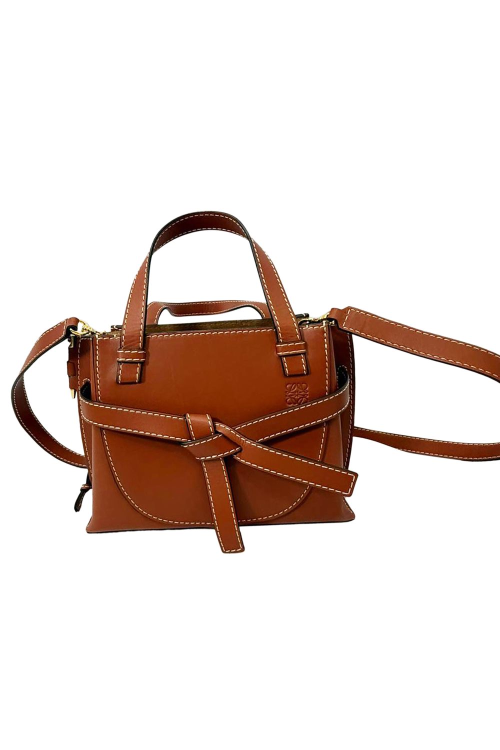 Loewe Mini Gate Tote in Brown Leather