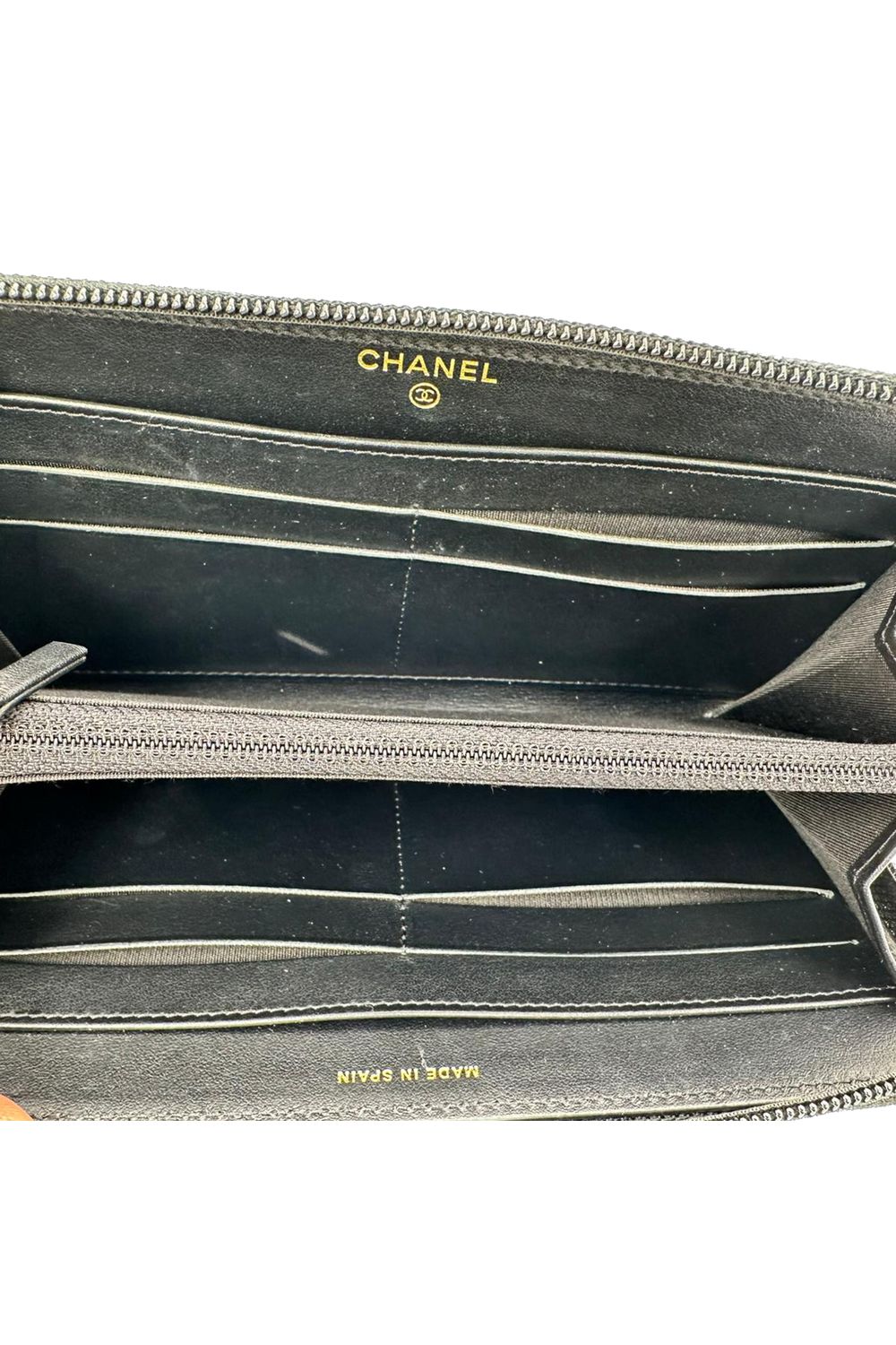  Chanel Timeless CC Zipped Long Wallet in Black Caviar Leather