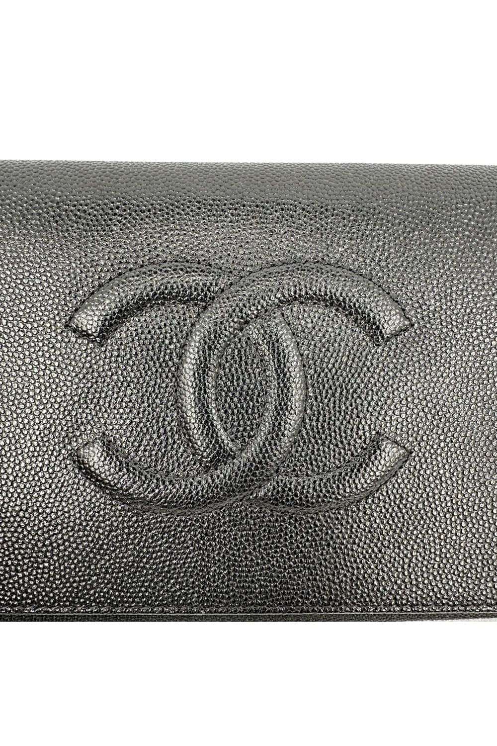  Chanel Timeless CC Zipped Long Wallet in Black Caviar Leather