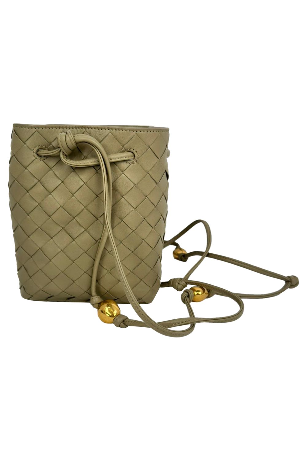  Bottega Veneta Small Intrecciato Bucket Bag in Olive Lamb Leather