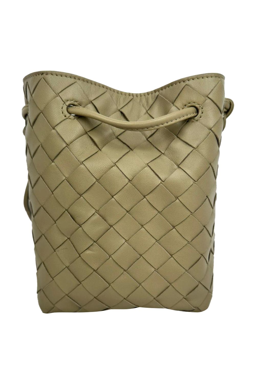  Bottega Veneta Small Intrecciato Bucket Bag in Olive Lamb Leather