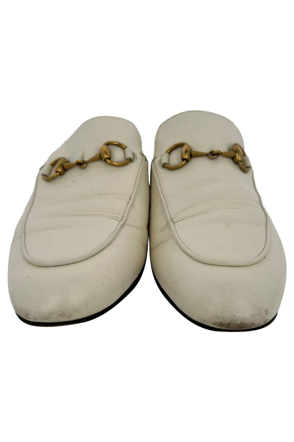 Gucci Horsebit Accent Mules in White Leather
