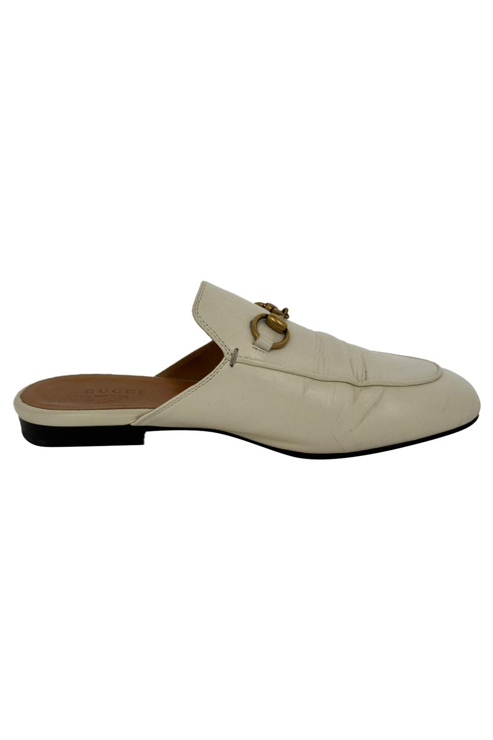 Gucci Horsebit Accent Mules in White Leather
