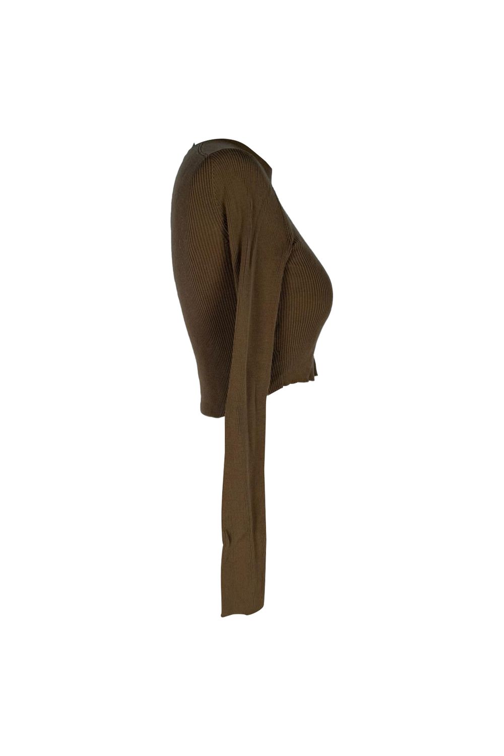 Prada Fitted Cropped Sweater in Brown Silk