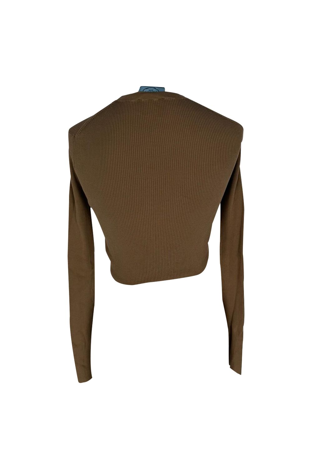 Prada Fitted Cropped Sweater in Brown Silk