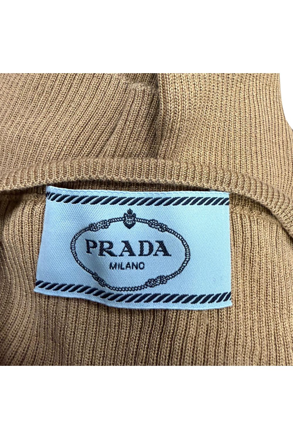 Prada Fitted Cropped Sweater in Brown Silk