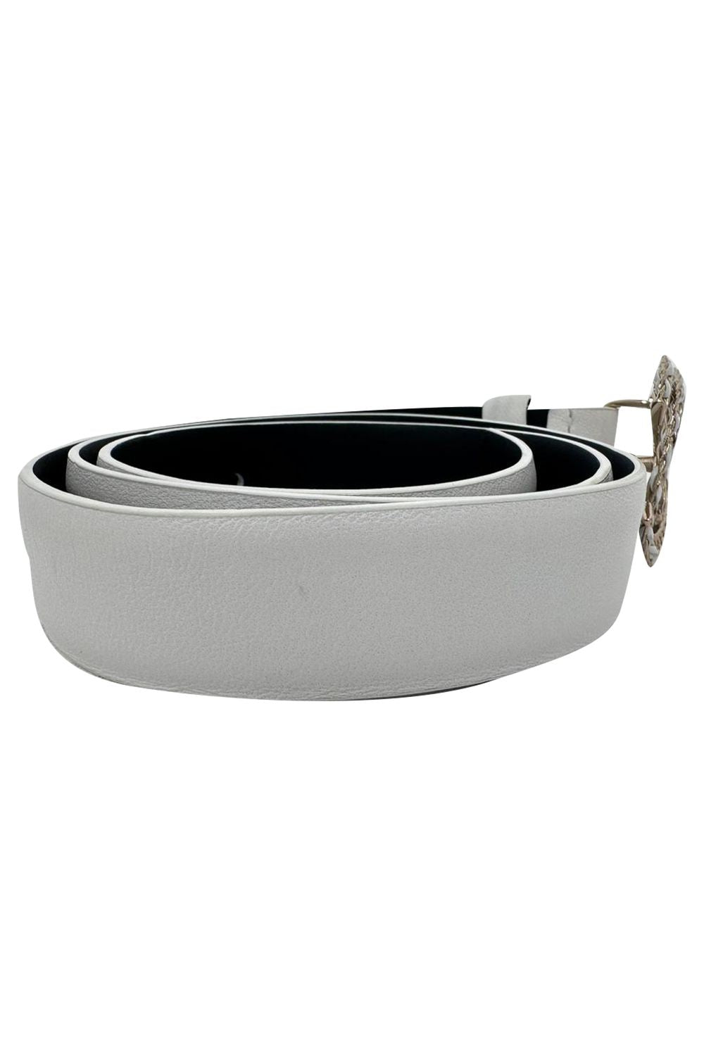 Chanel Chain Interlocking CC Logo Waist Belt in White Leather