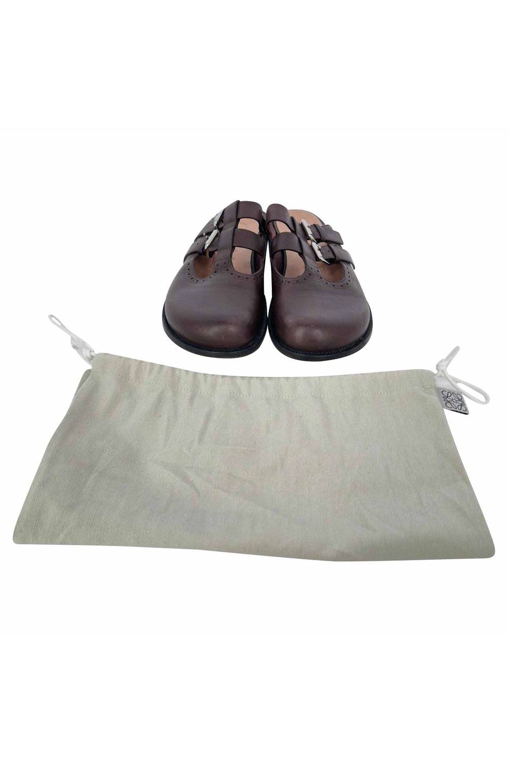 Loewe Campo Mary Jane Mules in Brown Leather 