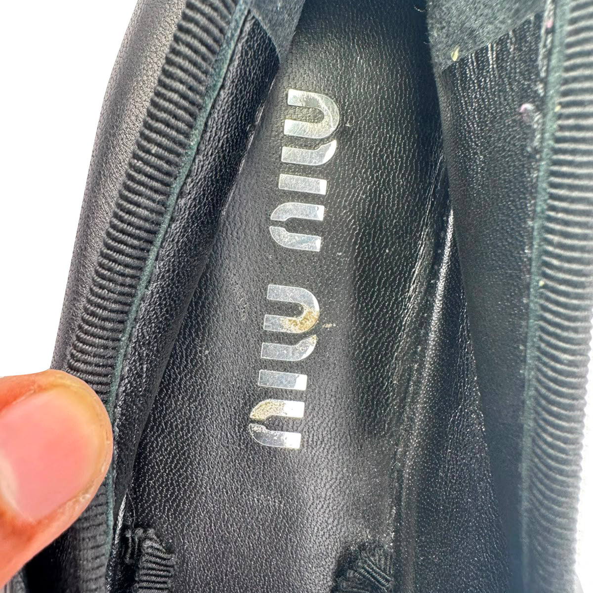 Miu Miu Buckle Accent Ballet Flats in Black Leather