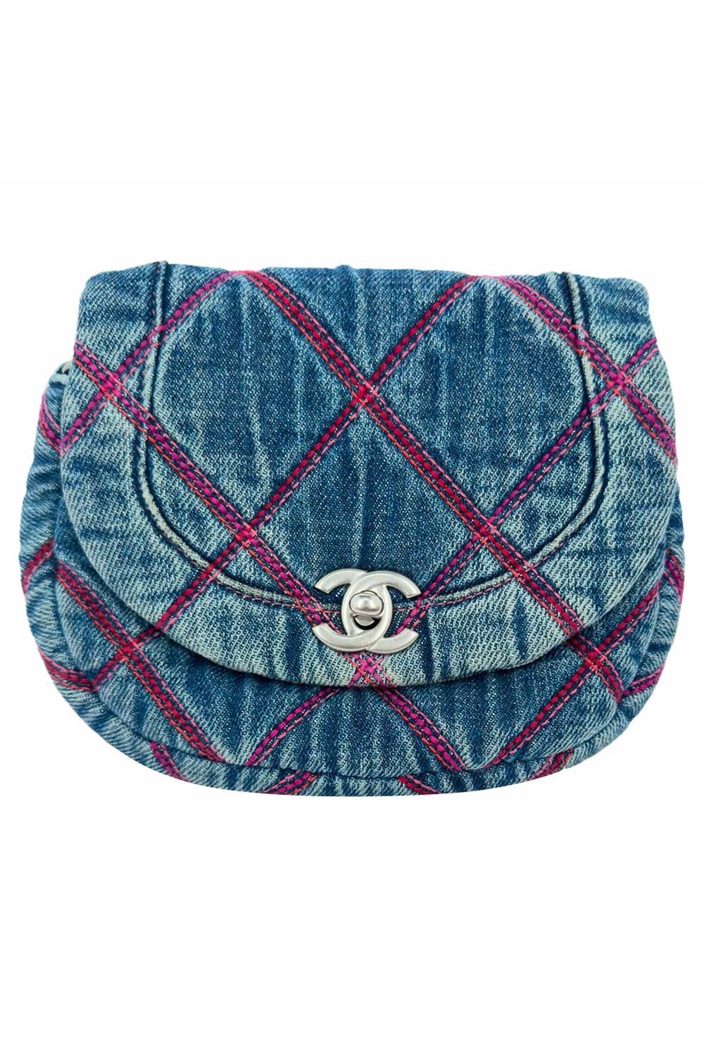  Chanel Coco Beach Mini Crossbody Bag in Blue Cotton