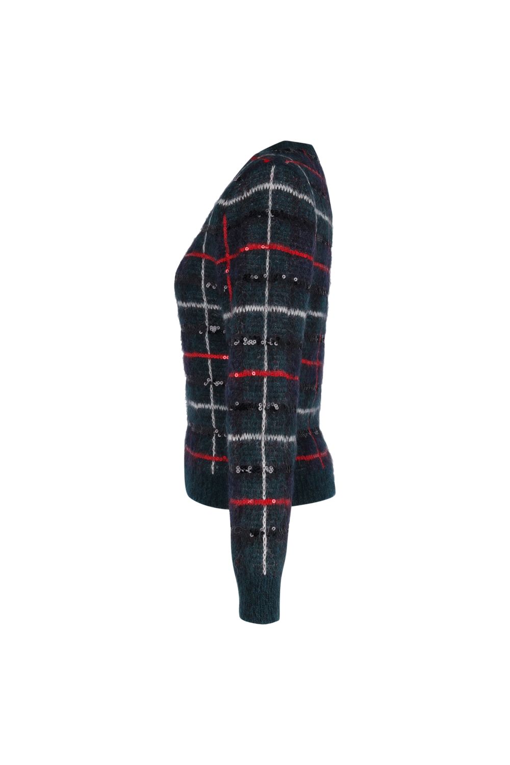  Saint Laurent Sequined Tartan Sweater in Multicolor Mohair Wool