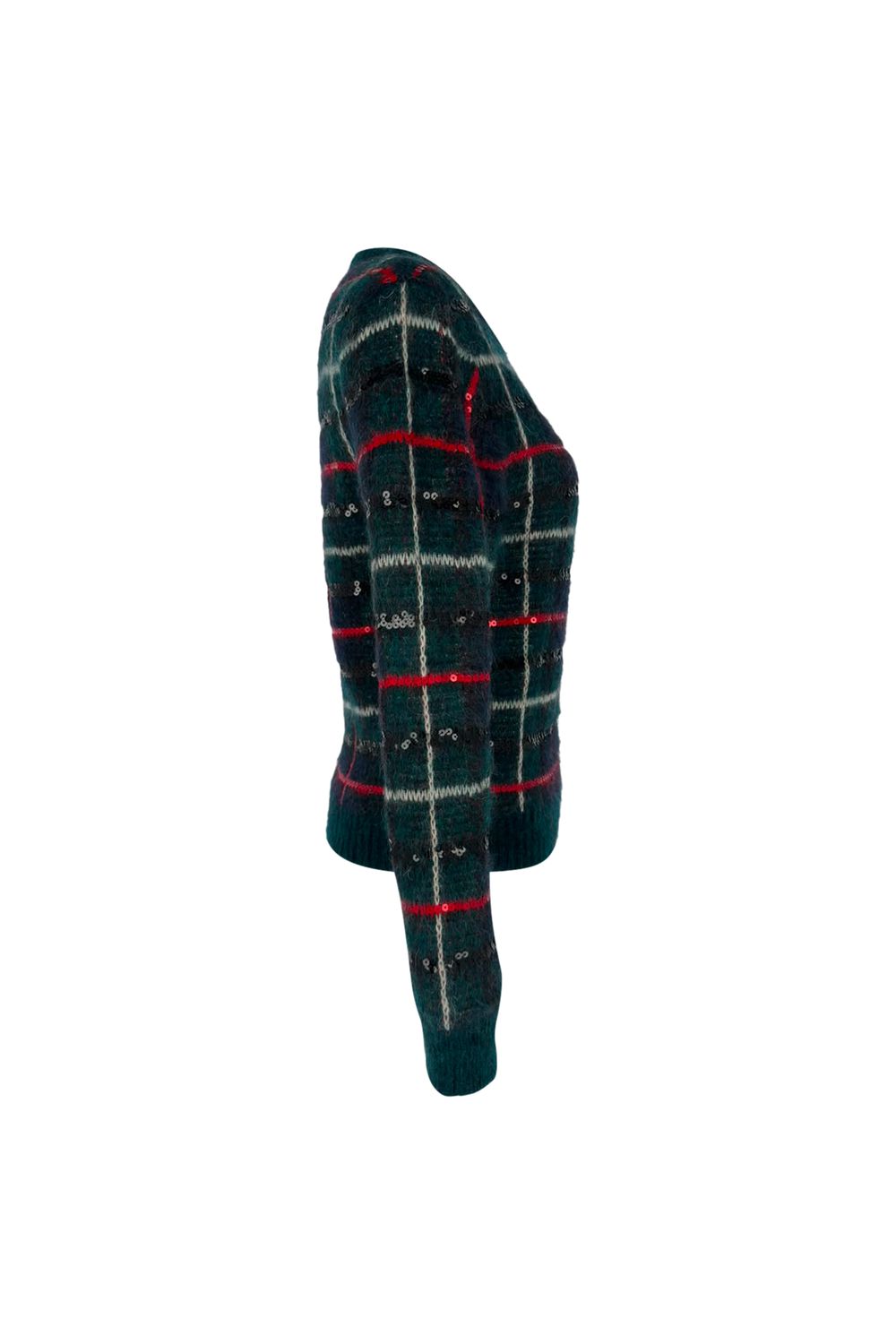  Saint Laurent Sequined Tartan Sweater in Multicolor Mohair Wool