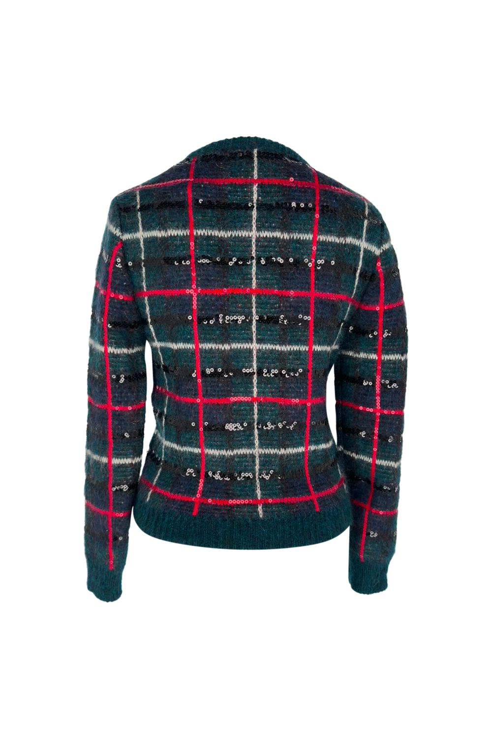  Saint Laurent Sequined Tartan Sweater in Multicolor Mohair Wool