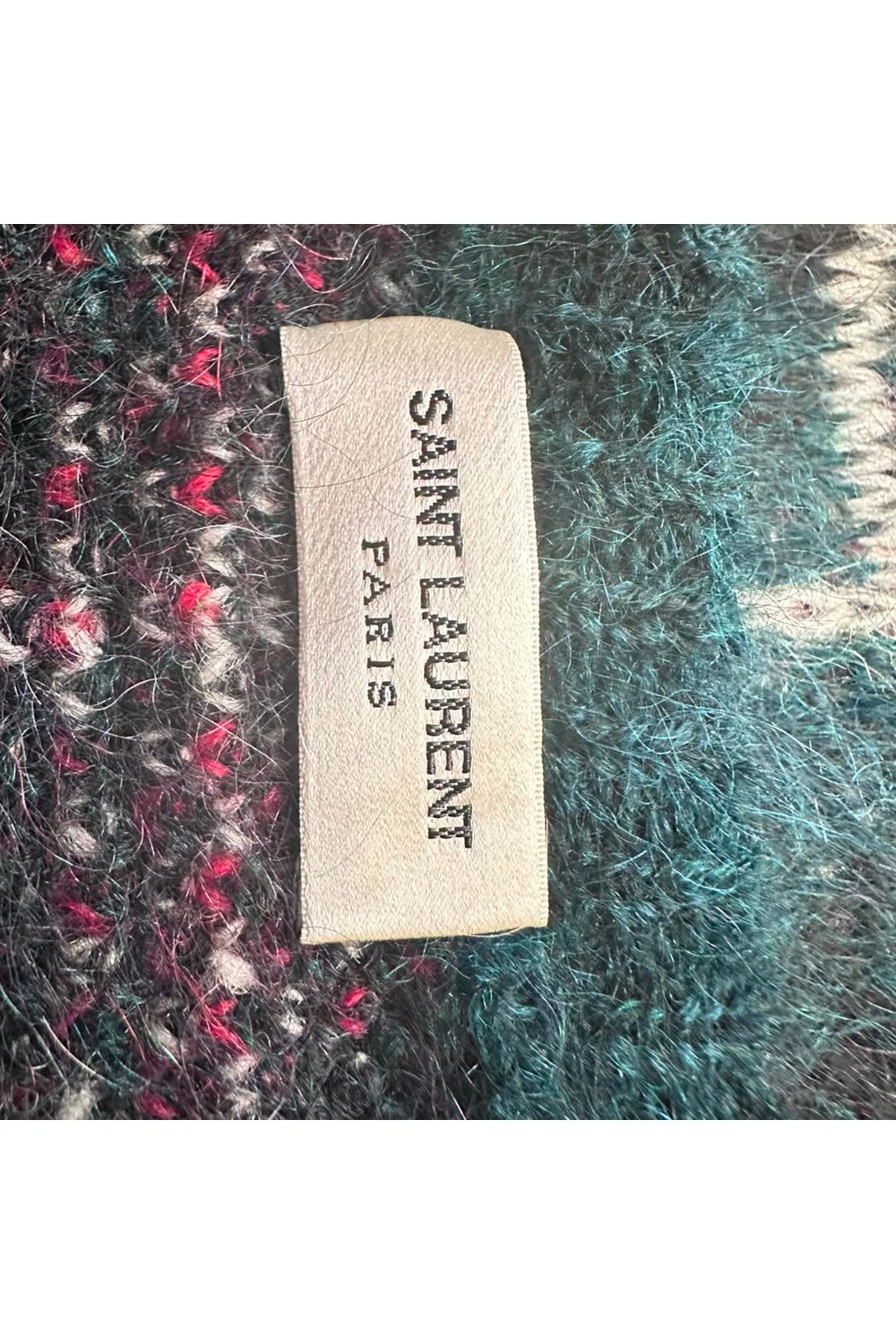  Saint Laurent Sequined Tartan Sweater in Multicolor Mohair Wool