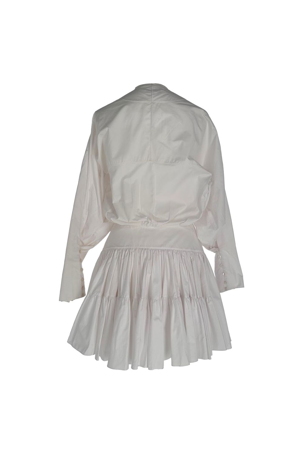 Alaïa Longsleeve A-Line Mini Dress in White Cotton