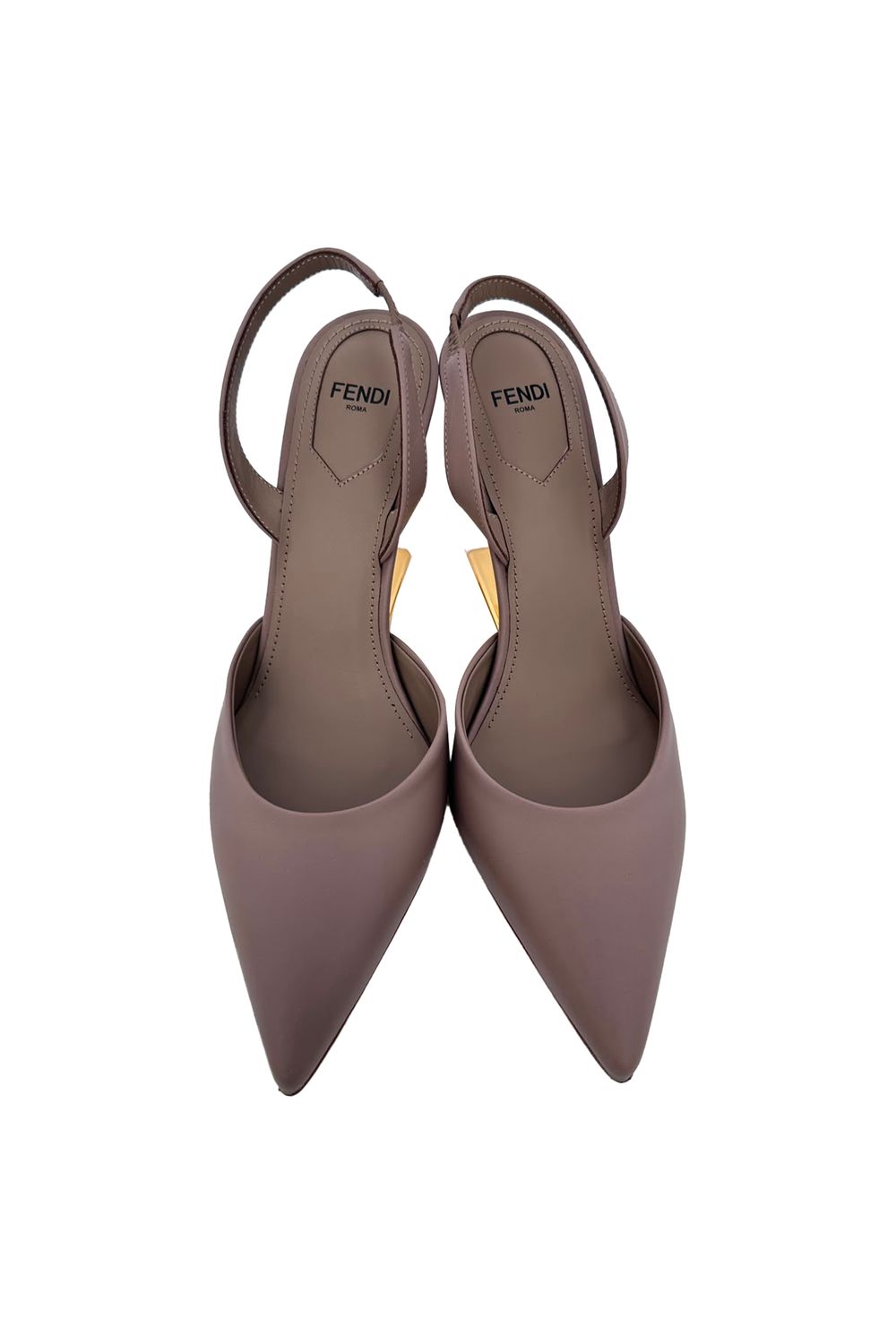  Fendi Fendi First Slingback Pumps in Beige Calf Leather