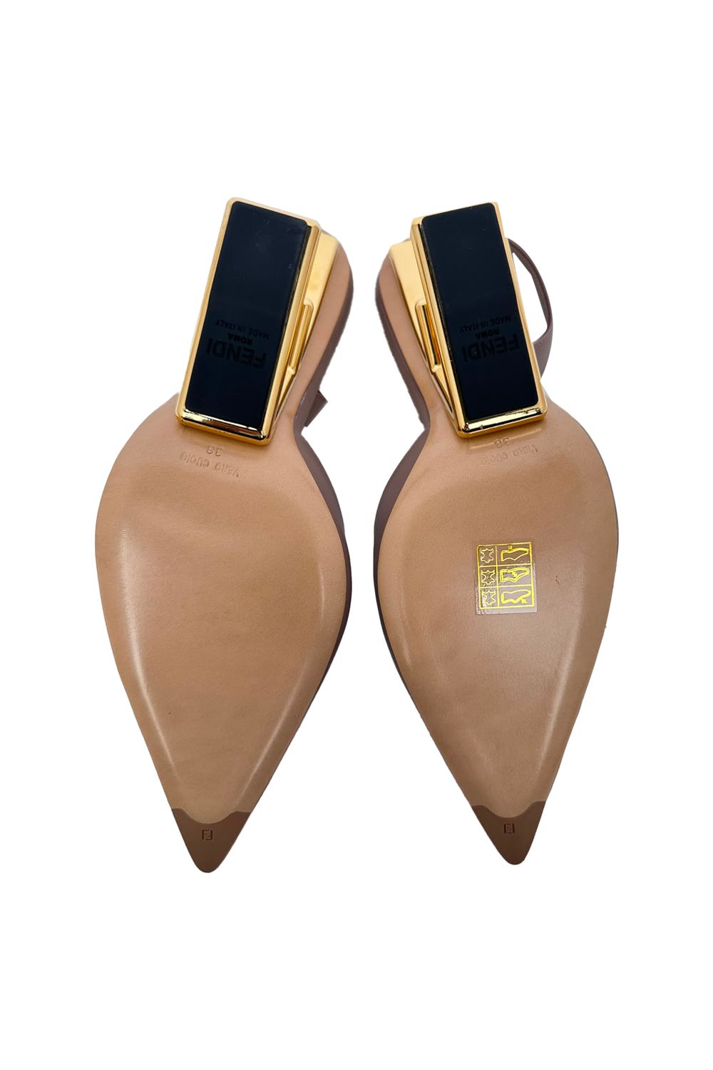  Fendi Fendi First Slingback Pumps in Beige Calf Leather
