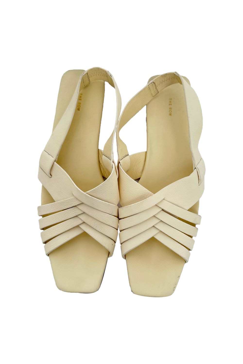  The Row Meera Leather Sandals in Cream Leather