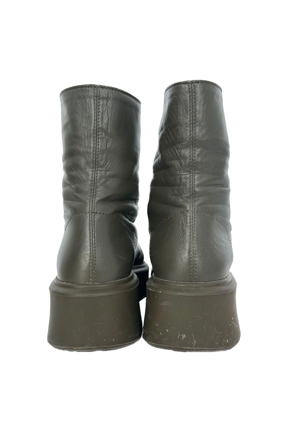 The Row Zipped Boot in Olive Green Leather