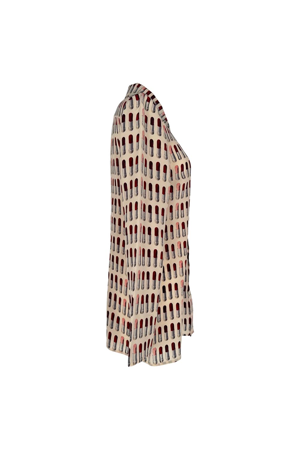 Prada Lipstick-Print Button-Down Shirt in Multicolor Silk