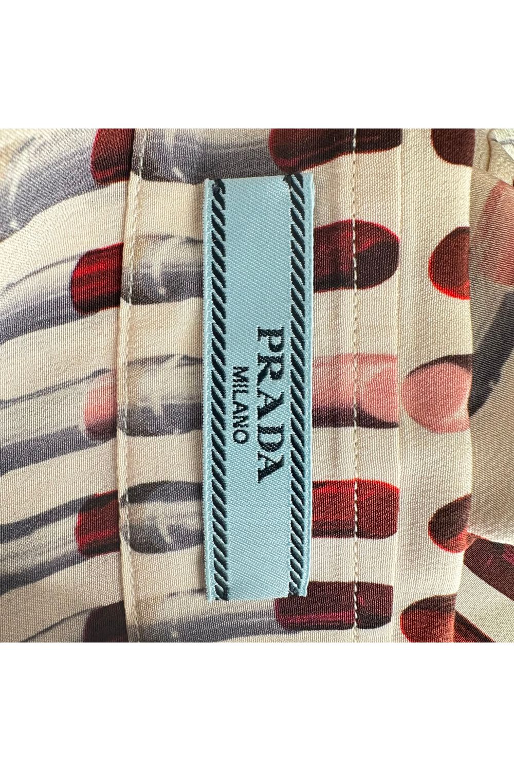 Prada Lipstick-Print Button-Down Shirt in Multicolor Silk