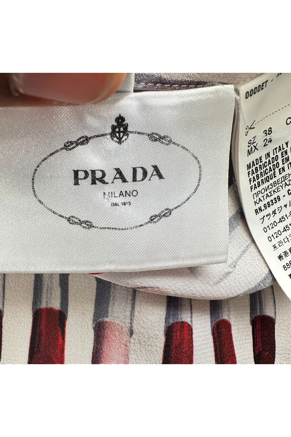 Prada Lipstick-Print Button-Down Shirt in Multicolor Silk