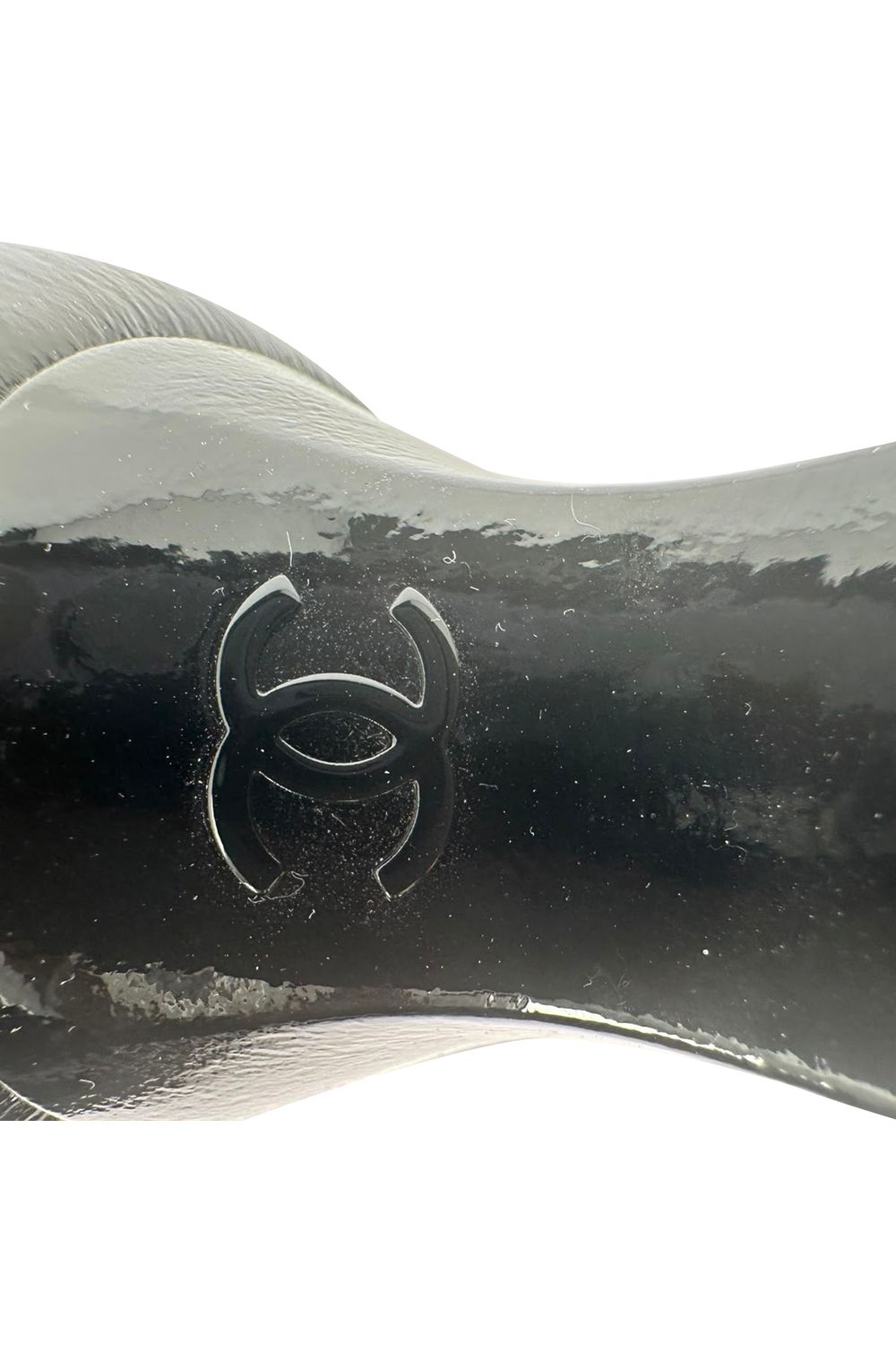 Chanel Almond-Toe Mary Jane Pumps in Black Patent Leather