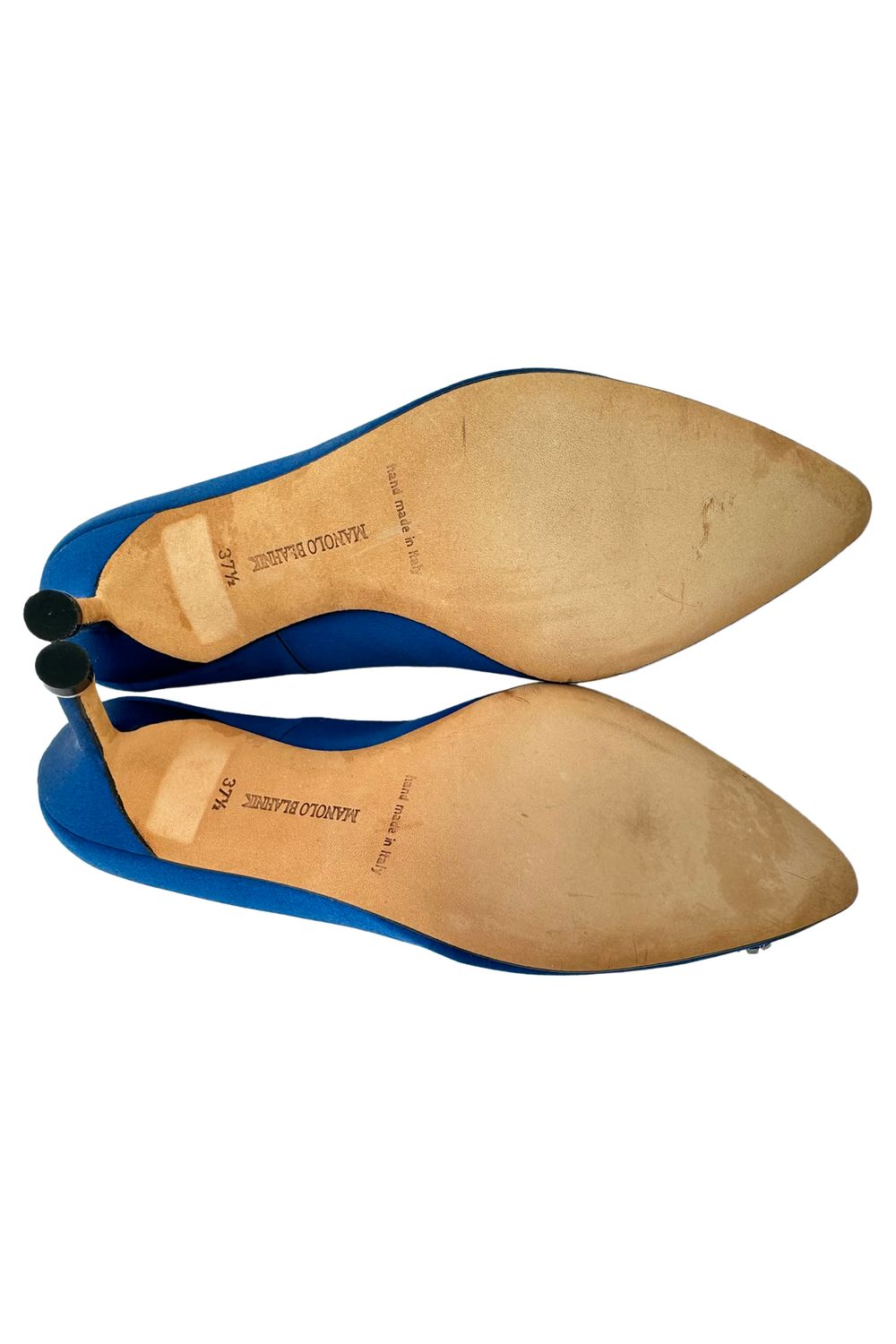 Manolo Blahnik Hangisi Embellished Pumps in Blue Satin