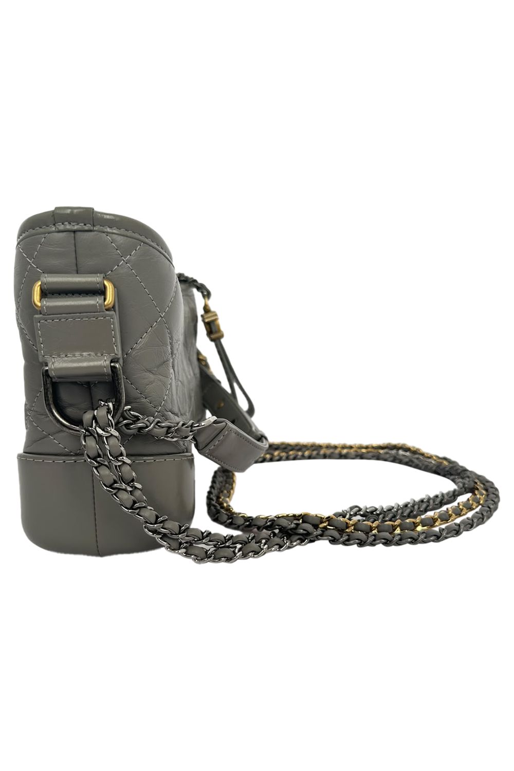 Chanel Small Gabrielle Hobo Bag in Grey Leather