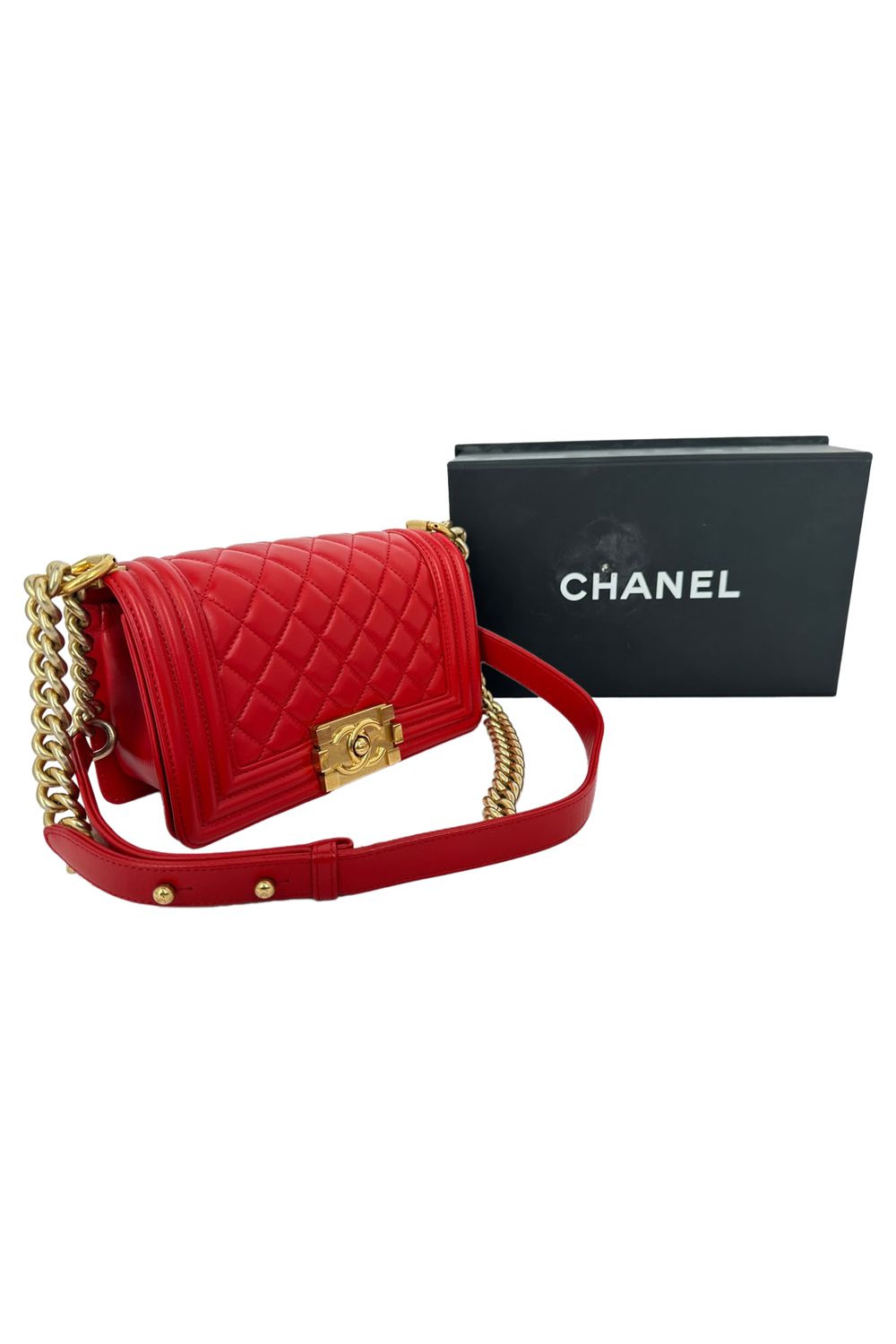 Chanel Le Boy Shoulder Bag in Red Leather