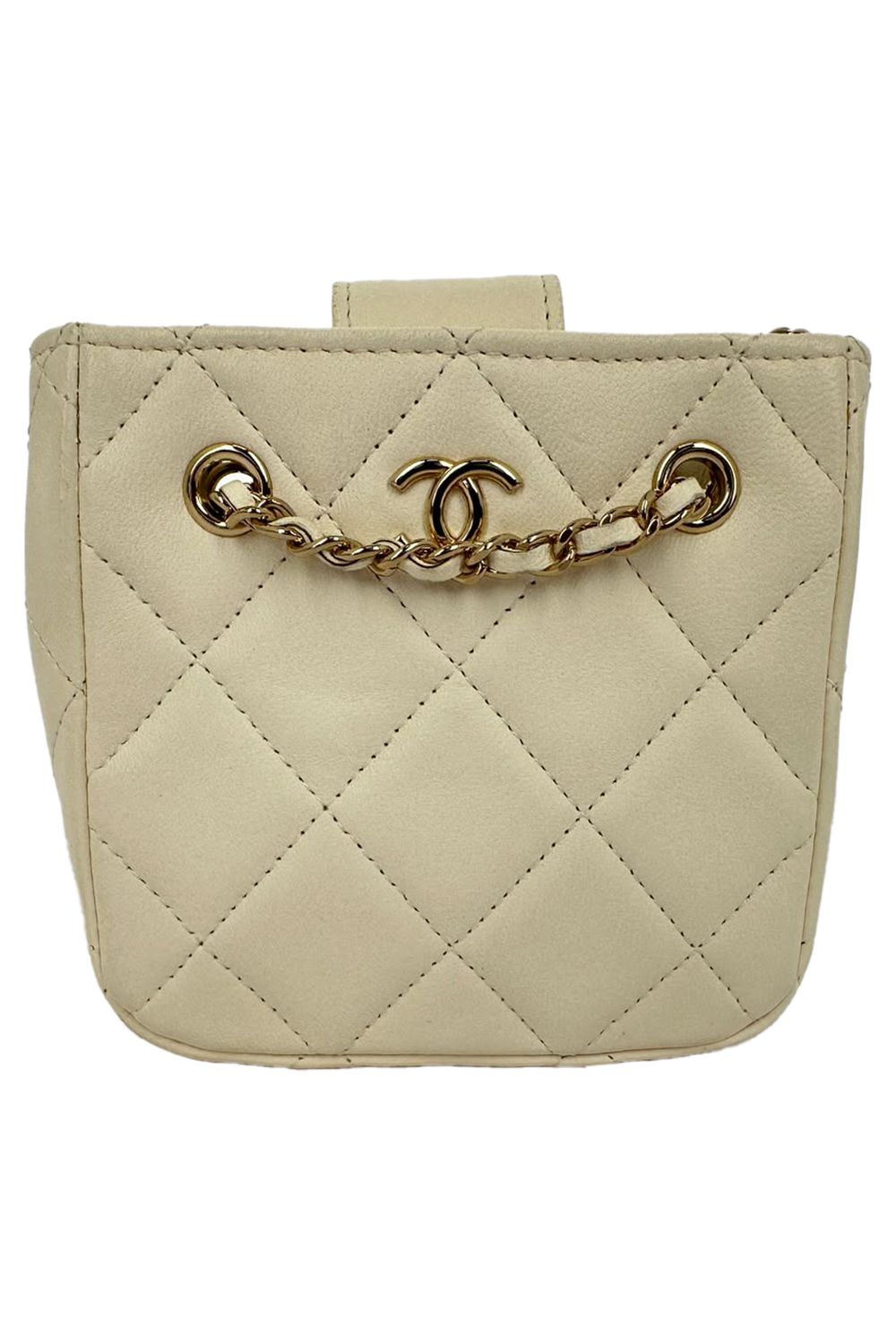 Chanel Quilted Mini Square Clutch in Ivory Leather