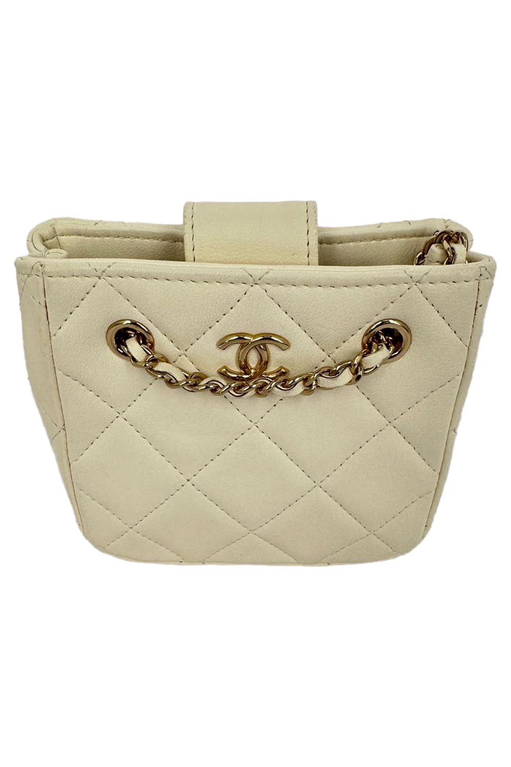 Chanel Quilted Mini Square Clutch in Ivory Leather