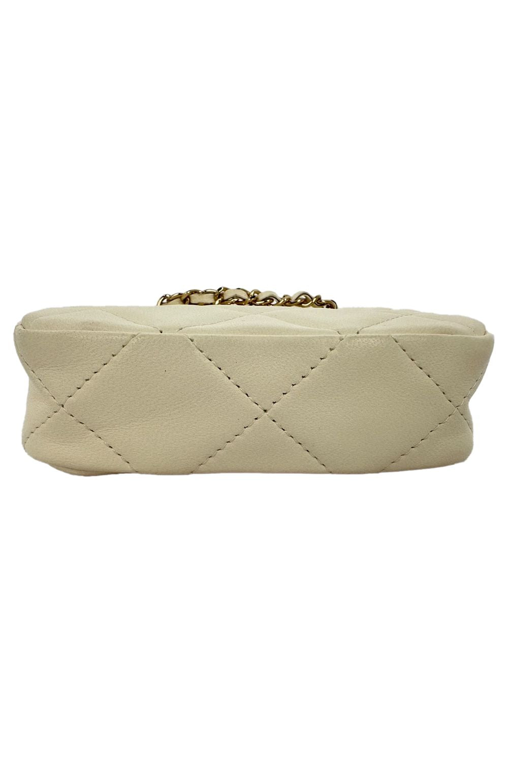 Chanel Quilted Mini Square Clutch in Ivory Leather