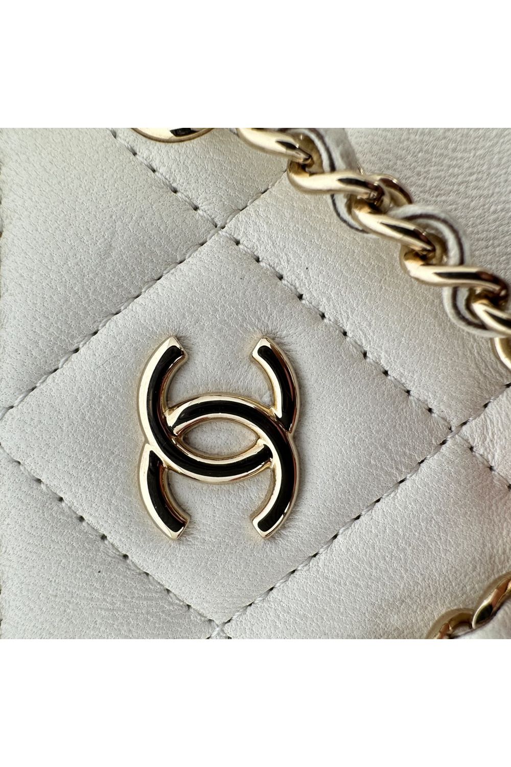 Chanel Quilted Mini Square Clutch in Ivory Leather