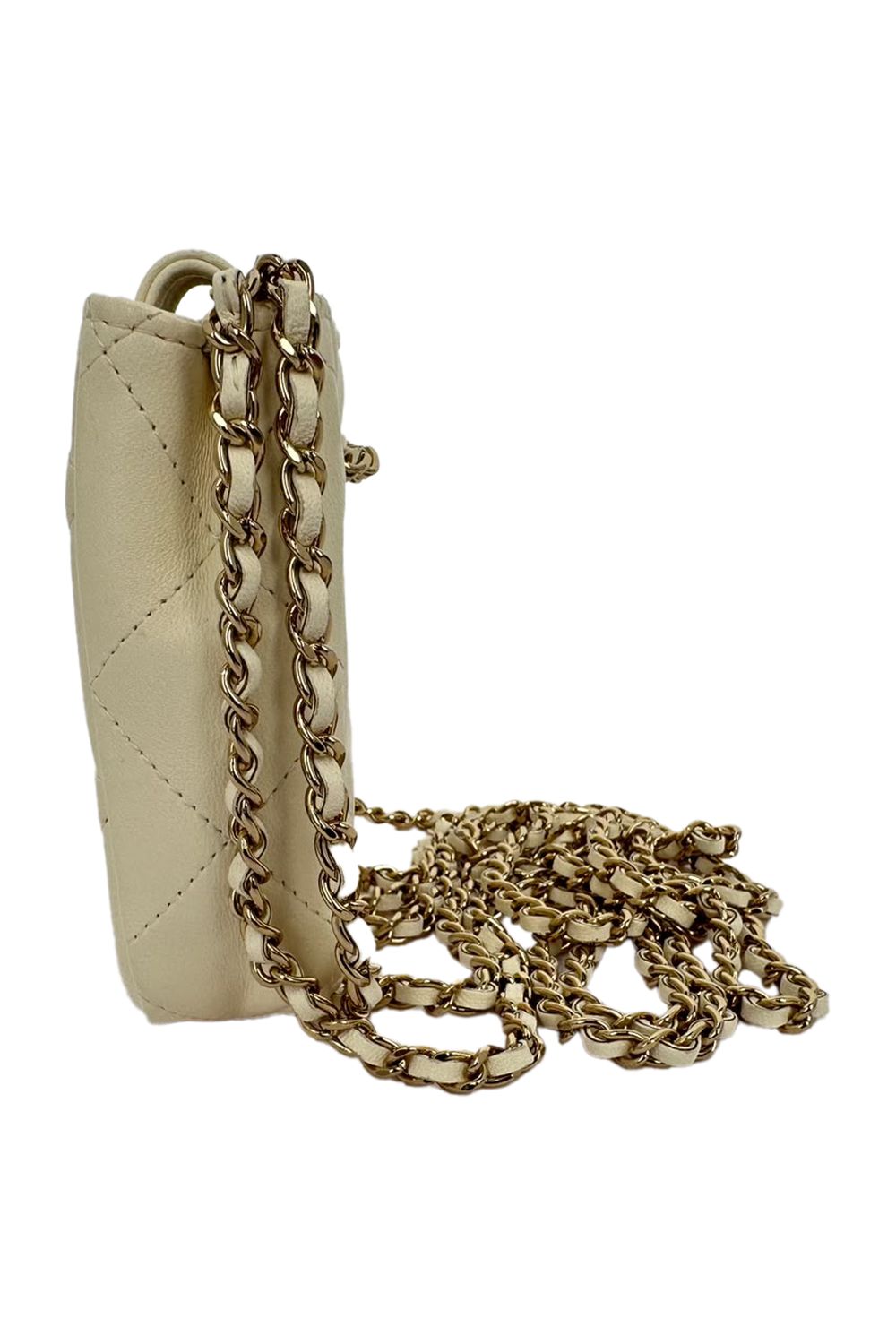 Chanel Quilted Mini Square Clutch in Ivory Leather