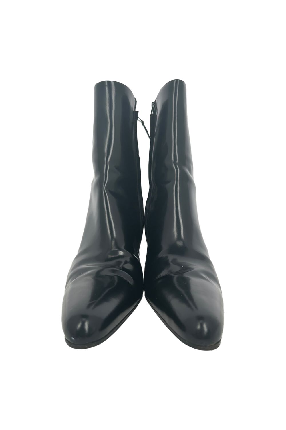 Balenciaga Pointed Toe Zip Ankle Boots in Black Leather