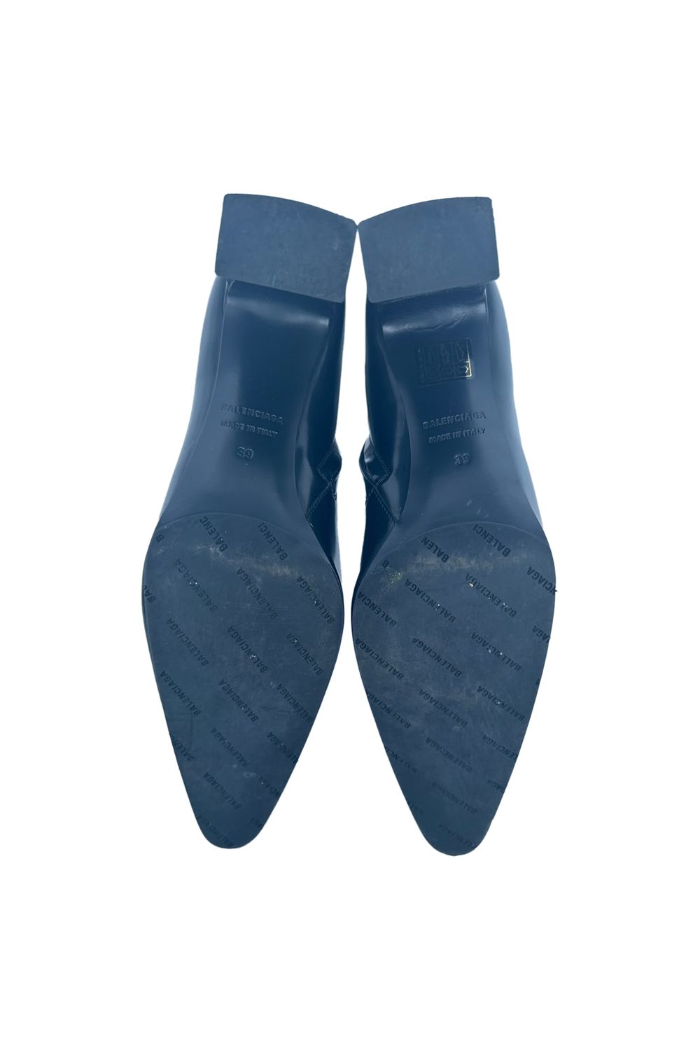Balenciaga Pointed Toe Zip Ankle Boots in Black Leather