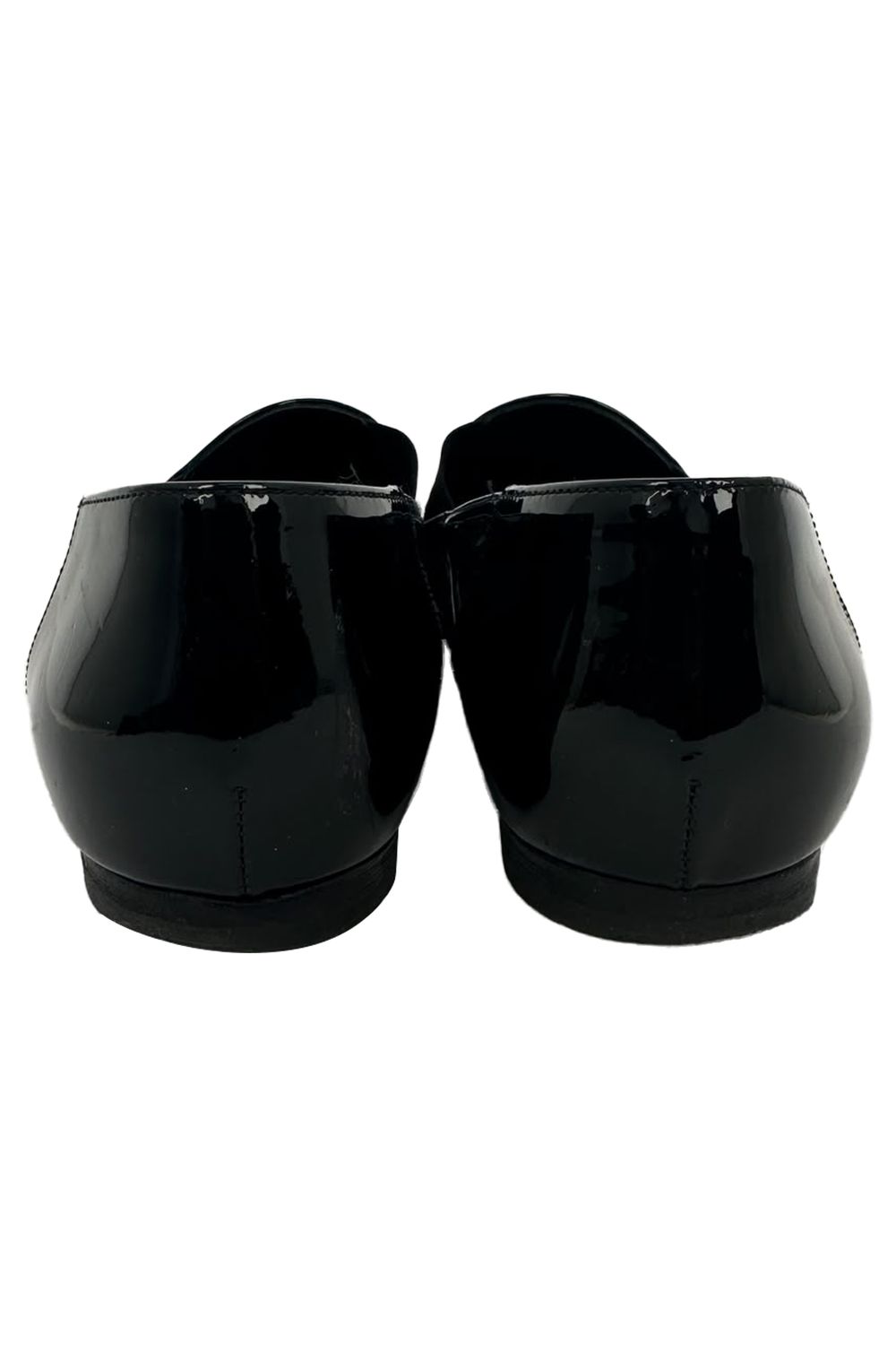 Chanel Interlocking CC Logo Flats in Black Patent Leather