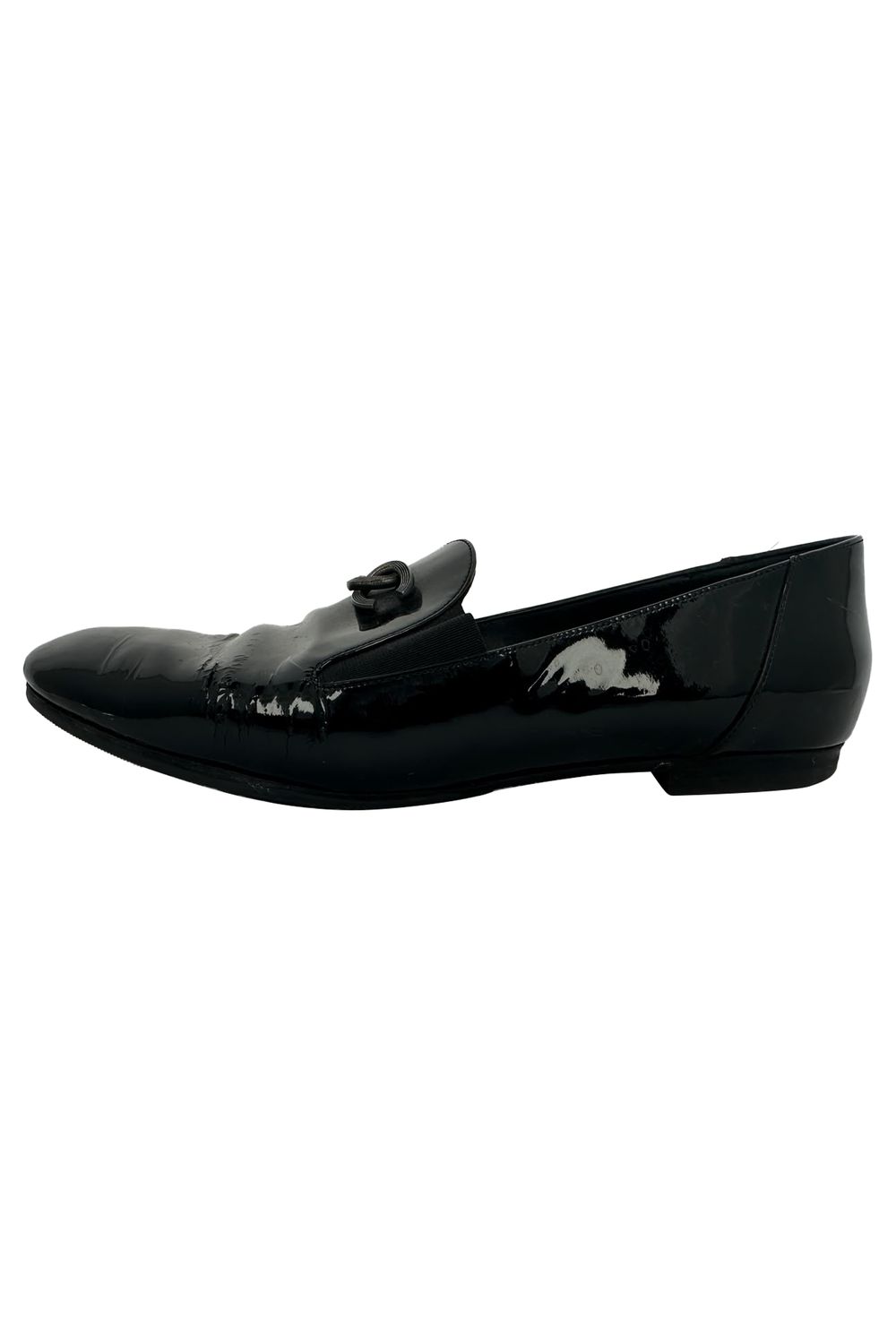 Chanel Interlocking CC Logo Flats in Black Patent Leather