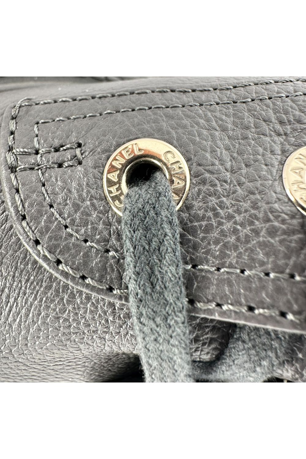 Chanel CC Lace-Up Combat Boots in Grey Leather