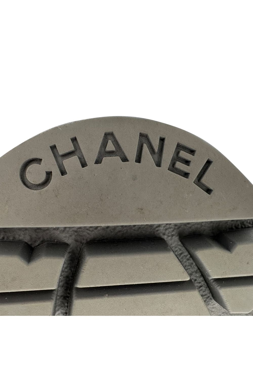 Chanel CC Lace-Up Combat Boots in Grey Leather