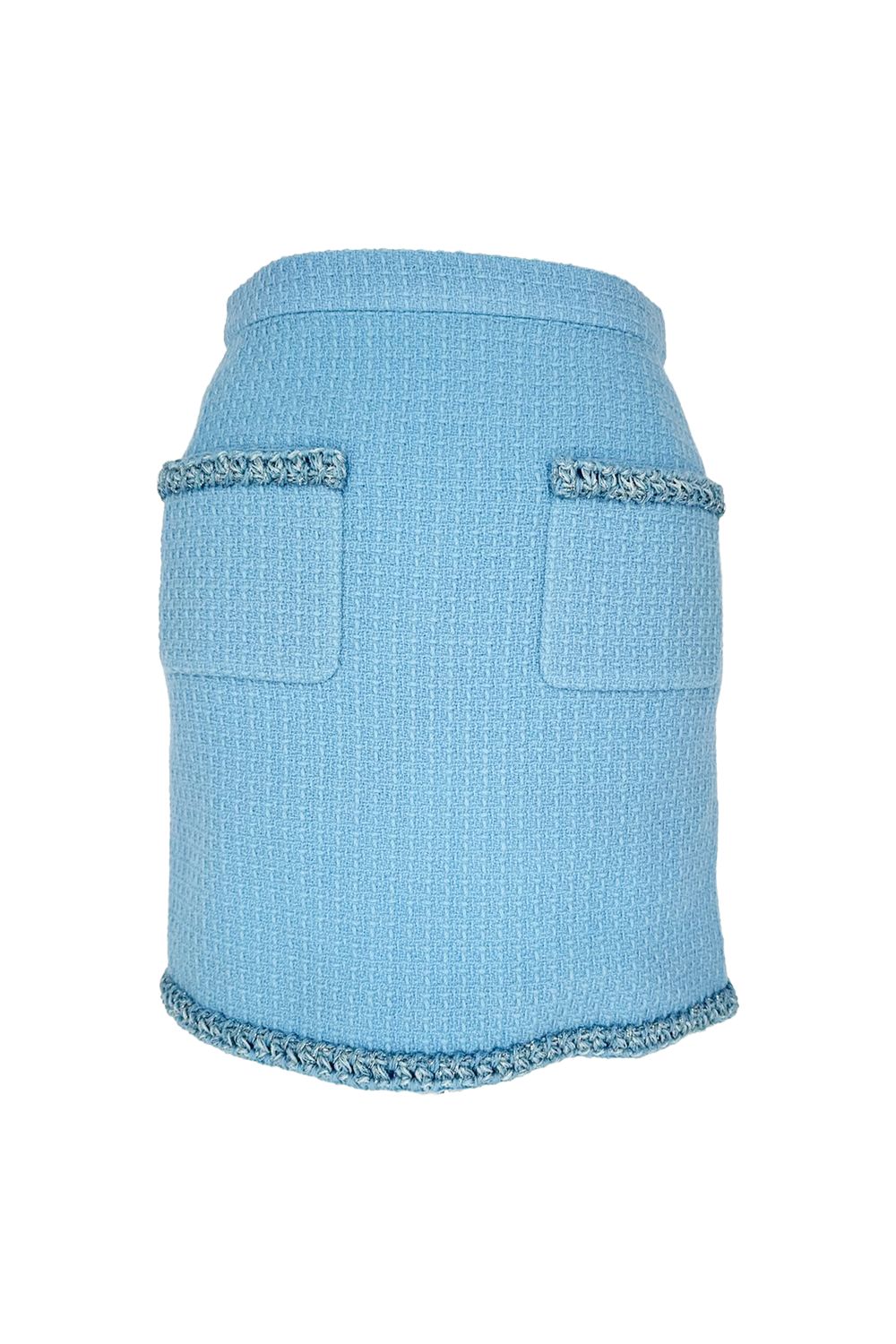 Chanel Tweed Mini Skirt in Light Blue Wool