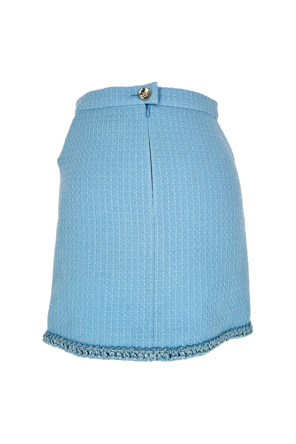 Chanel Tweed Mini Skirt in Light Blue Wool