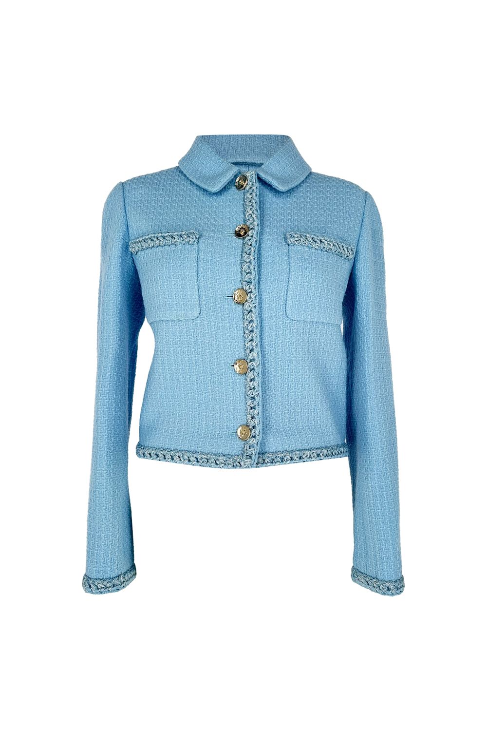 Chanel Tweed Jacket in Light Blue Wool