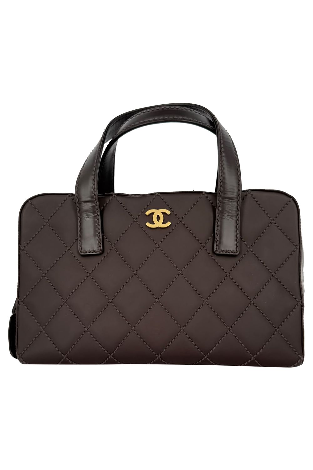 Chanel Wild Stitch Top Handle Handbag in Brown Leather