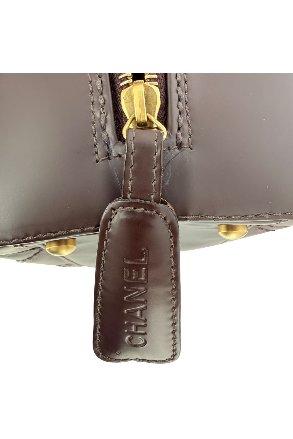 Chanel Wild Stitch Top Handle Handbag in Brown Leather