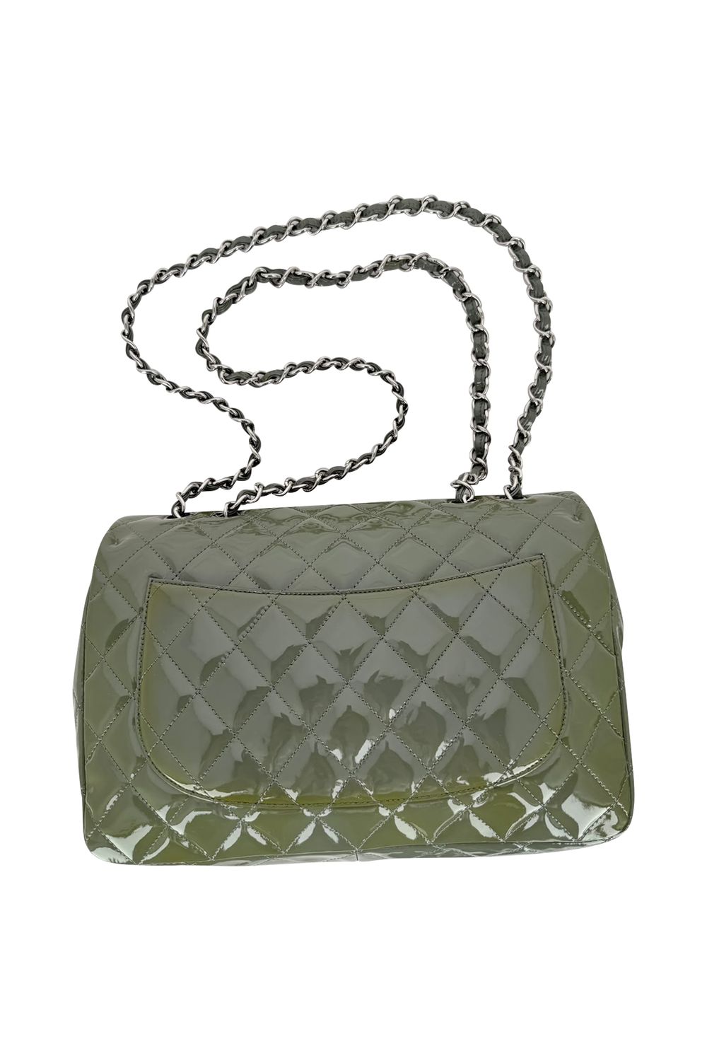 Chanel Classic Jumbo Flap Quilted Bag in Green Patent Leather